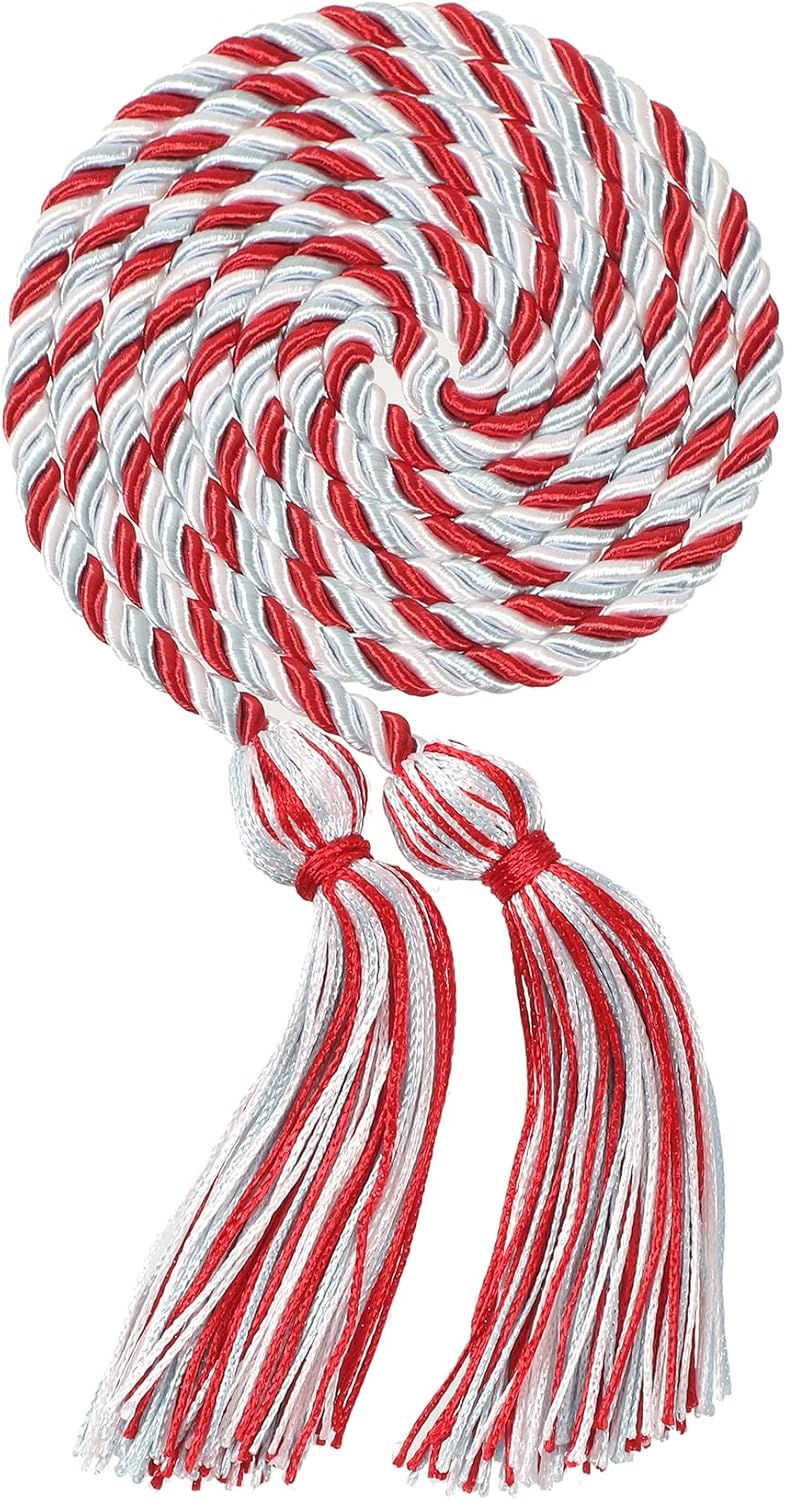 Erligo 2Pcs Graduation Multi Color Braided Honor Cords with Tassel for High School Bachelor Master Doctor 68" Long (Red White Sky Blue) - Image 2
